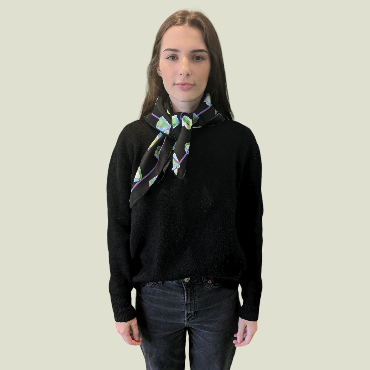 Black Peacock Silk Scarf