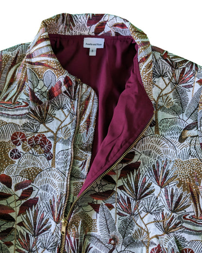 Burgundy Crowned Crane Jacket