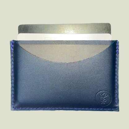 Porte-cartes en cuir bleu