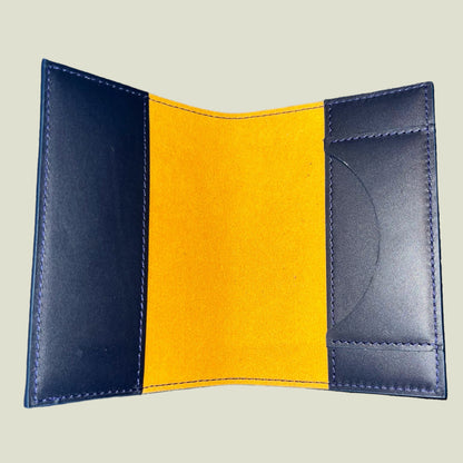 Pochette de passeport bleu intérieur jaune